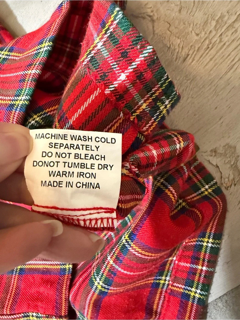 Southern Siblings Tartan Plaid Holiday 3T  White Bib linen Collar embroidered S